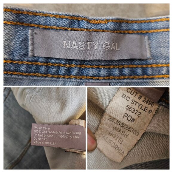 Nasty Gal Womens Wide Leg High-Waist Cropped Denim Jeans With Raw Hem Size 27 - Picture 6 of 8